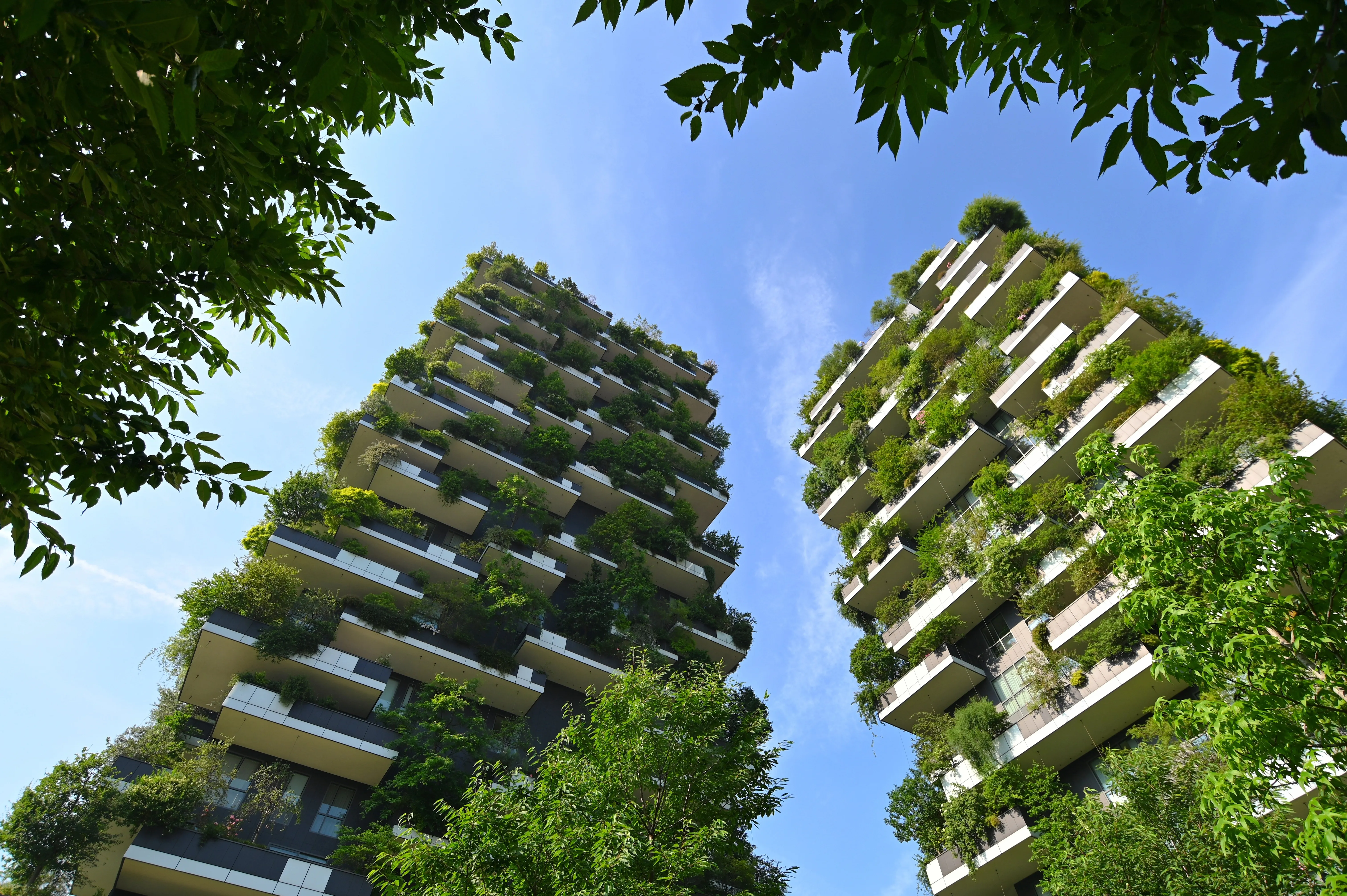 Green residential building with planted balconies